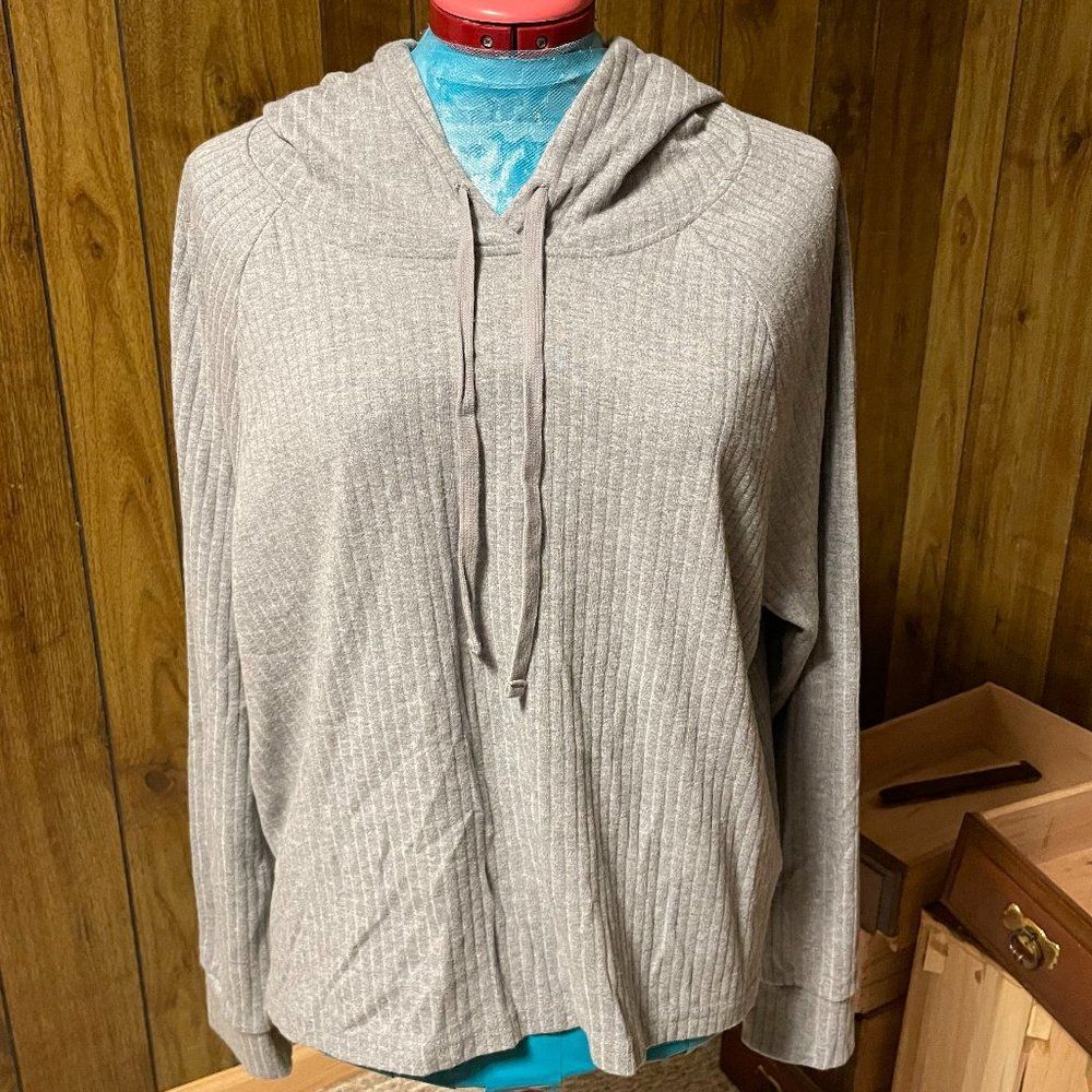 Athletic Works Hooded Long Sleeve Ribbed Womens Top Size XL (16-18)